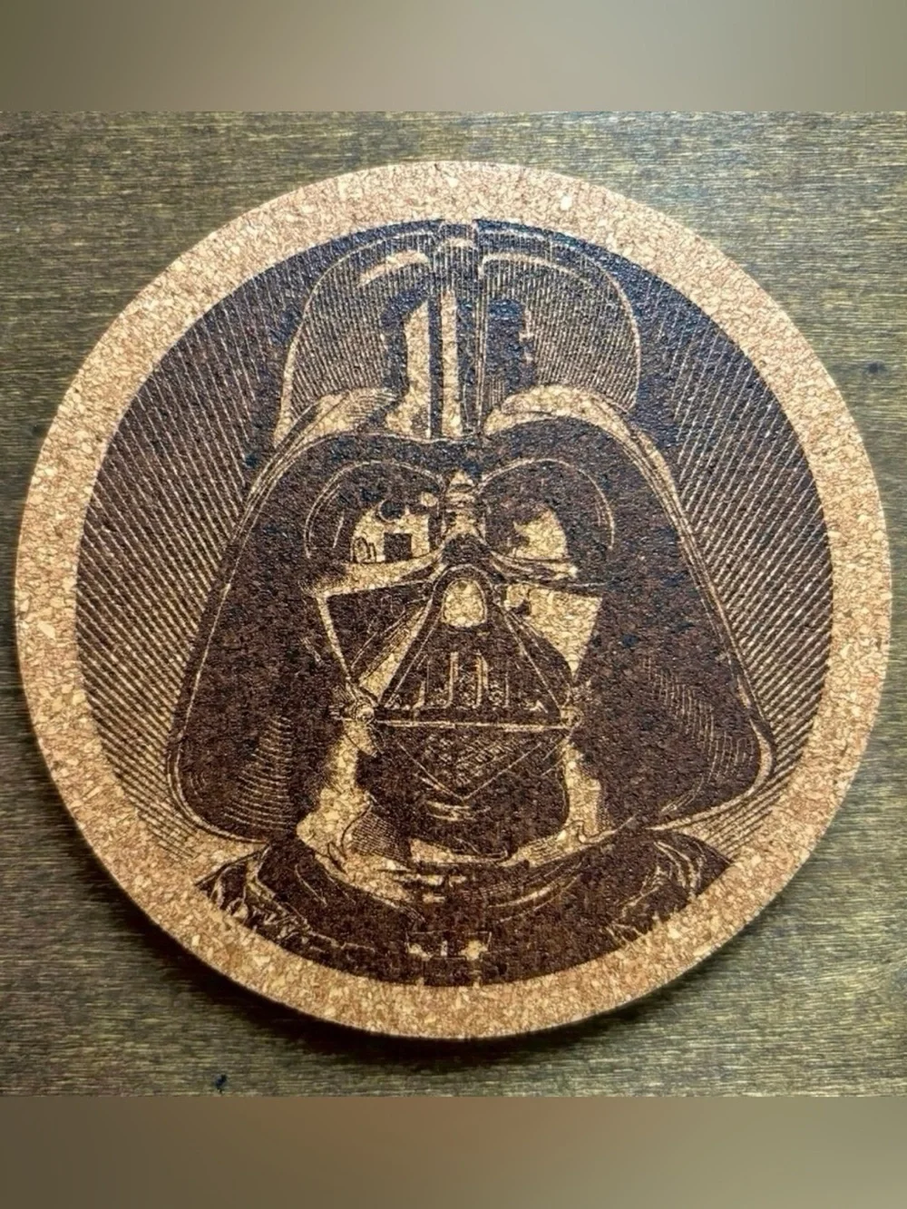 Star Wars Darth Vader Laser Engraved Cork Coaster